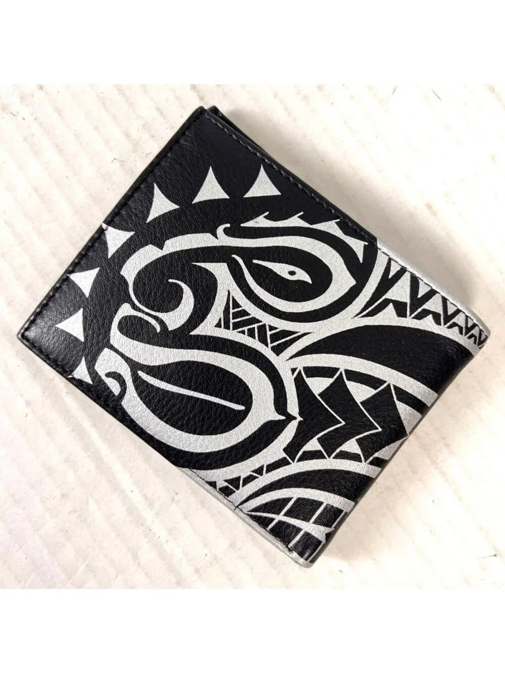 NA KOA Hawaiian Leather Wallet Polynesian Tribal Ki'i Tattoo Hano Fernandez